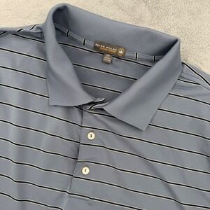 Peter Millar Summer Comfort Polo Shirt Mens Blue Striped Golf Size 2X